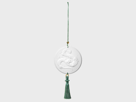 Schlangenmedaillon mit Quaste | weiss biskuit