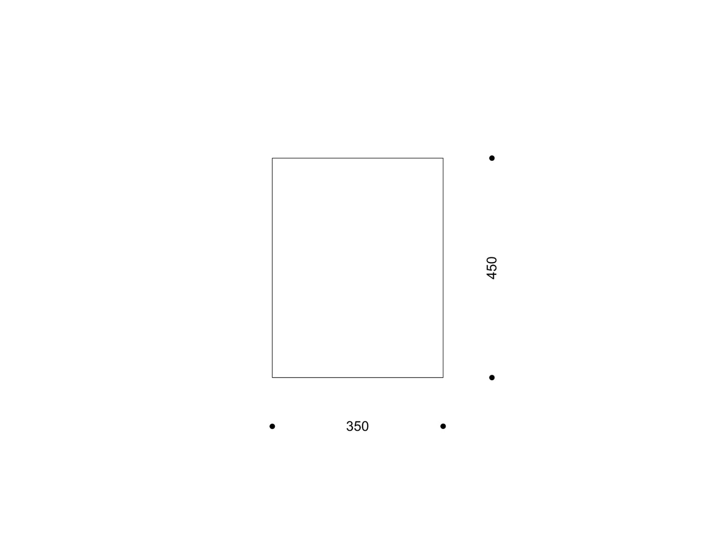 Technische Zeichnung einer Nymphenburg Wandfliese „PURE“ im Format 350 × 450 mm mit Maßangaben.
Technical drawing of a Nymphenburg wall tile “PURE”, size 350 × 450 mm with dimensions shown.