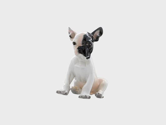 sitzende französische Bulldogge | 649/II | 16 cm | Unterglasurmalerei