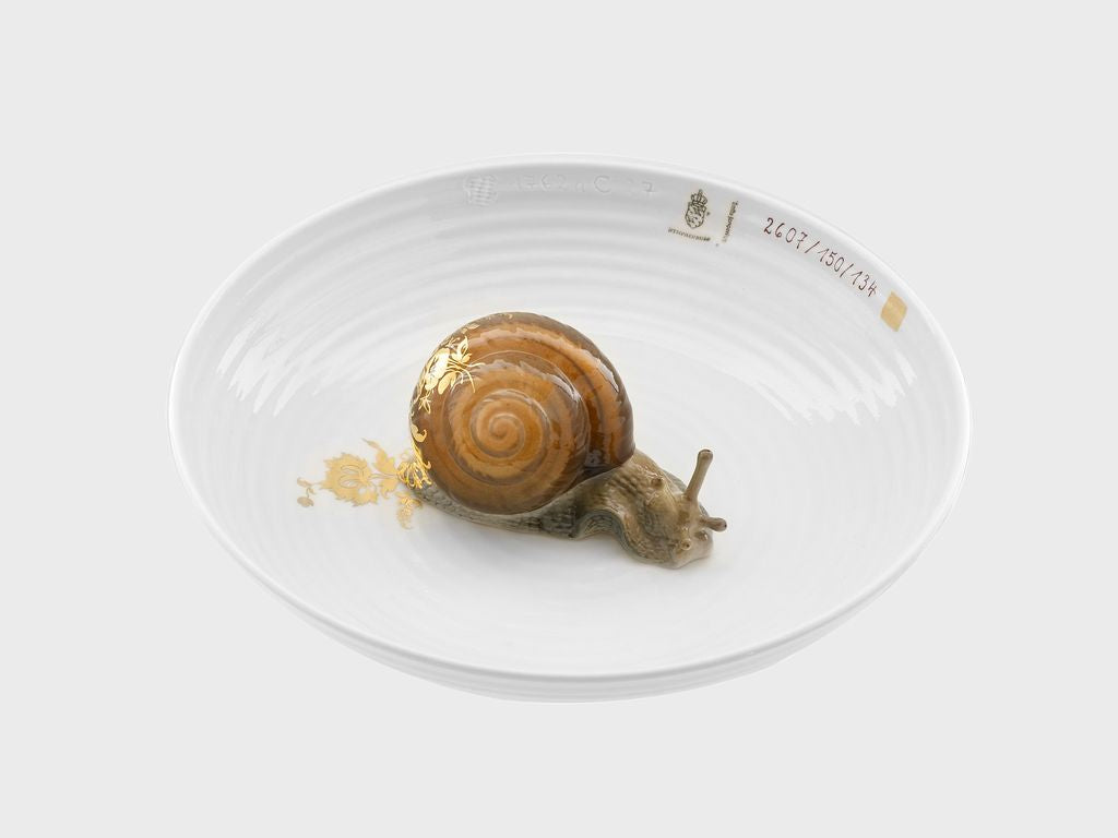 Schale mit Schnecke | 21 cm | 1762a | 2607 | handbemalt in Aufglasur und Unterglasurtechnik