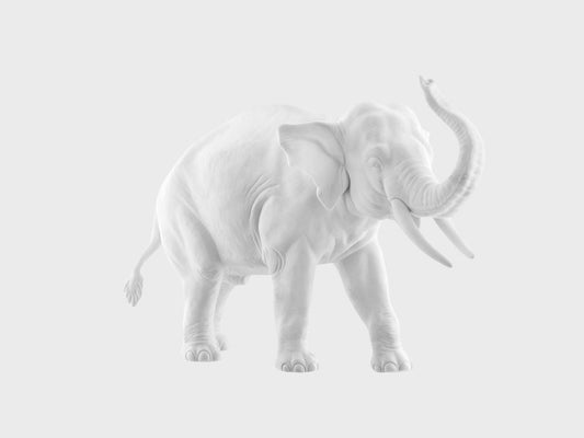 Elefant mit Rüssel aufwärts | 811aQ | 24 cm | weiss biskuit