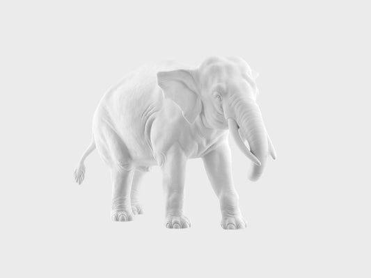 Elefant mit Rüssel abwärts | 811bQ | 23 cm | weiss biskuit