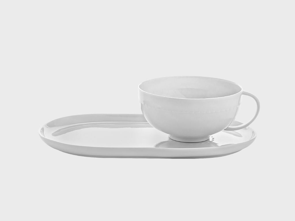 Tablett 1729/1 mit Tee-Tasse  |220 | 0,17 l |  weiss