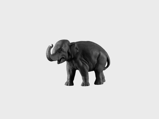 Junger Elefant mit Rüssel aufwärts | 877aQS | 10 cm | schwarz biskuit