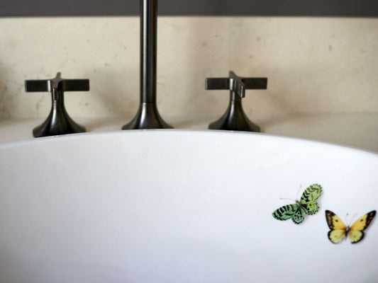 ovales Waschbecken Papilio | 2016 | 56 cm |2655 | weiss biskuit glasiert und handbemalt