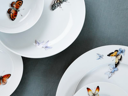 Frühstück-Dessert-Teller | 21 cm | 820 | 2655 | Papilio auf weiss biskuit glasiert