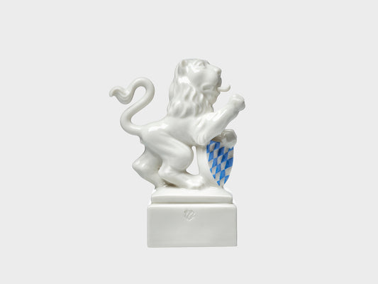 Löwe mit rechte Pranke hoch | 705c | 10 cm | weiss-blau