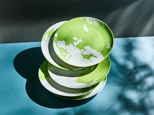 14-piece set | Plates | Global Service | Green | 28 cm