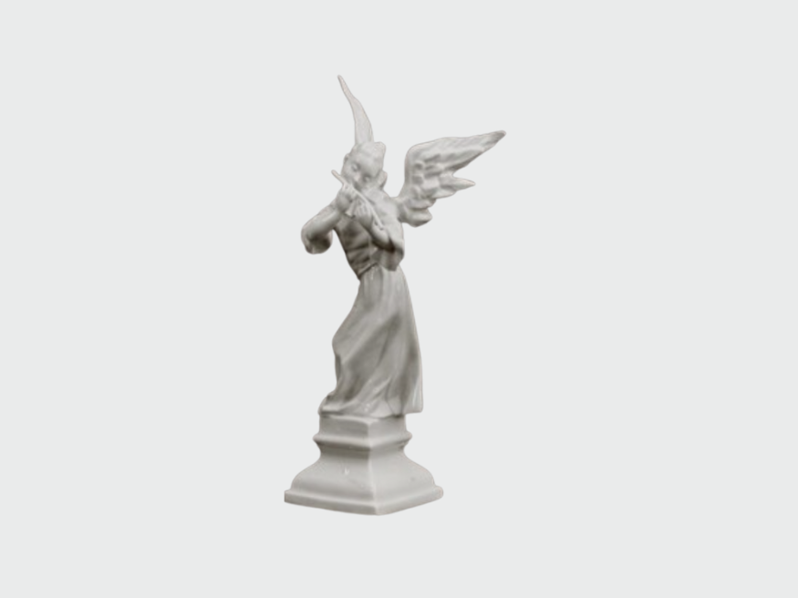 Engel mit Flöte | 867 | 18 cm | glasiert und elfenbeinfarbig gebrannt
