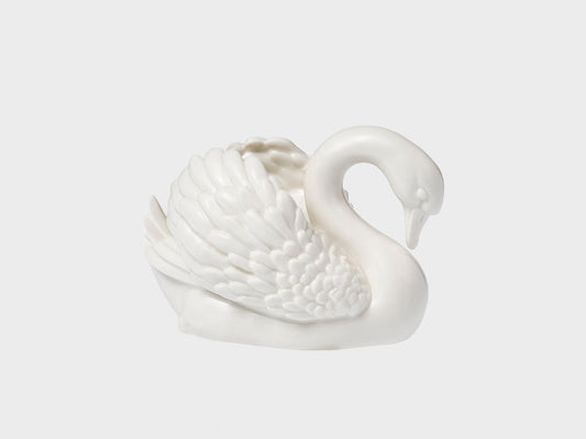 Schwan mit geschlossenen Flügel | 976b | 6 cm | glasiert und elfenbeinfarbig gebrannt