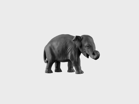 Junger Elefant mit Rüssel eingerollt | 877bQS | 10 cm | schwarz biskuit