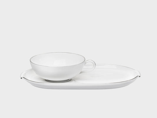 Teetasse inkl. Tablett | Lotos | Platinrand